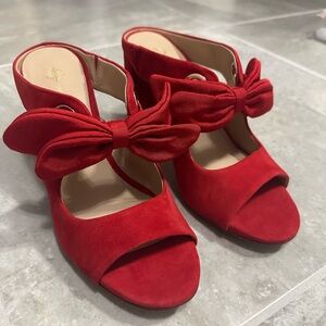 New ANTONIO MELANI Glorian Oversized Bow Suede Heels 8.5